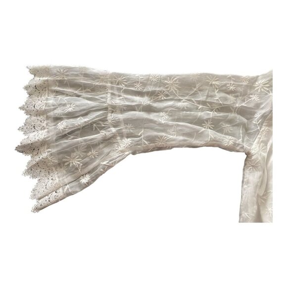 Polagram blouse, white with lace, very full sleeves. size M, NEW - Picture 3 of 5